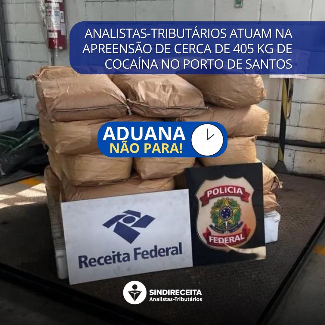 Analistas-Tributários atuam na apreensão de cerca de 405 kg de cocaína no Porto de Santos