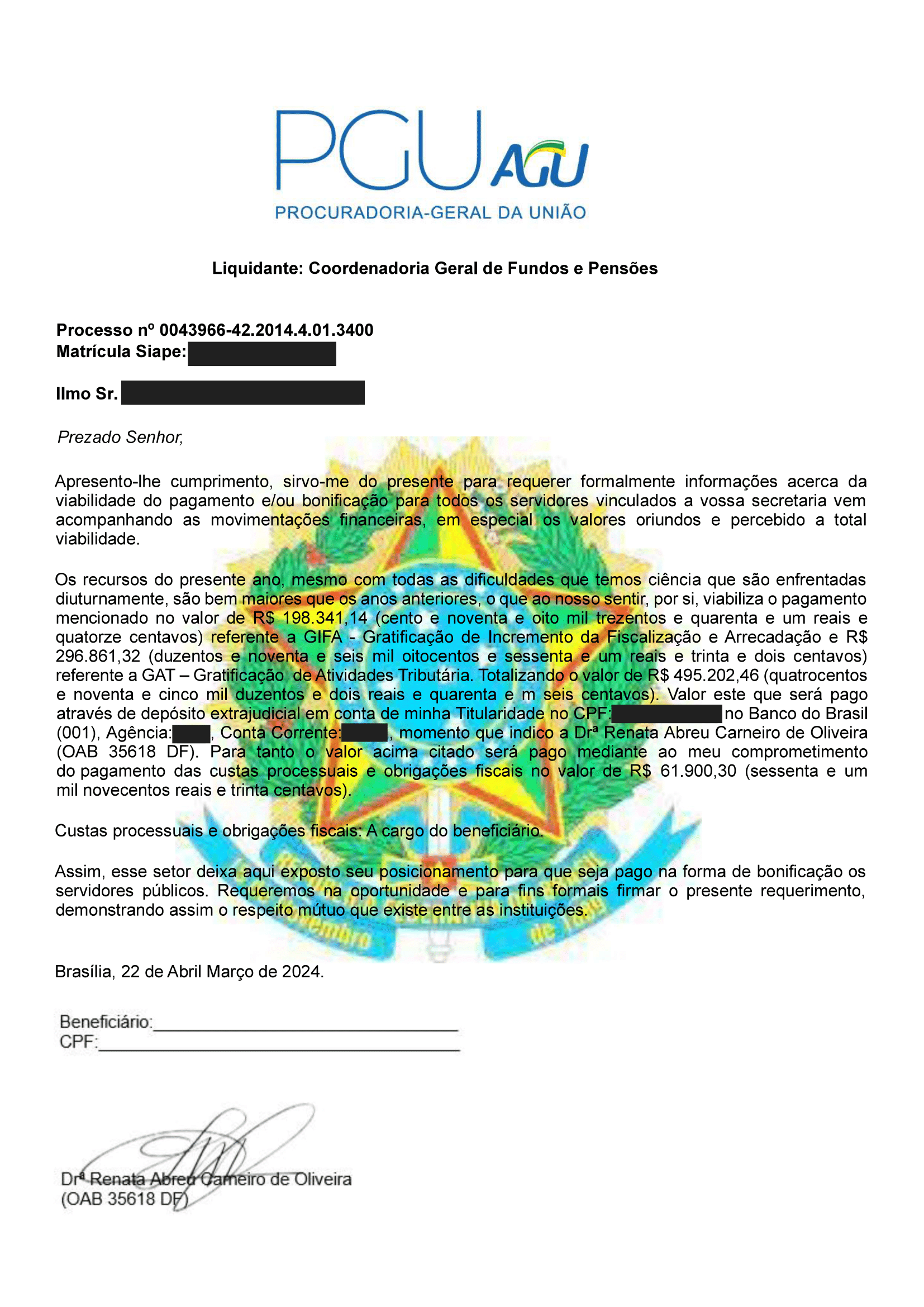 Modelo de Correspondência Fraude Recebida pelo Filiado 1