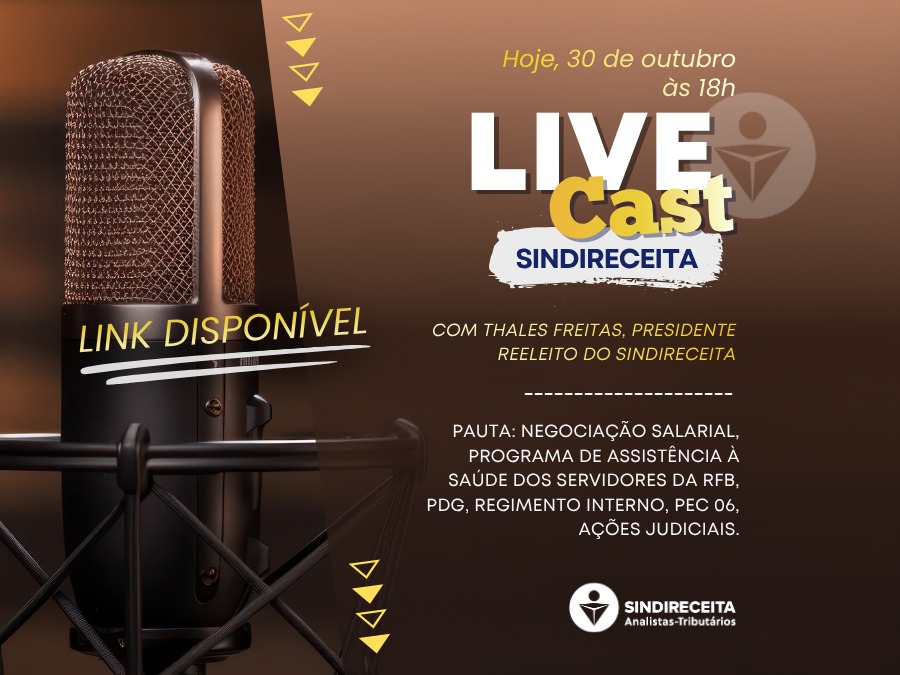 HOJE: Live Cast com o presidente reeleito do Sindireceita, Thales Freitas