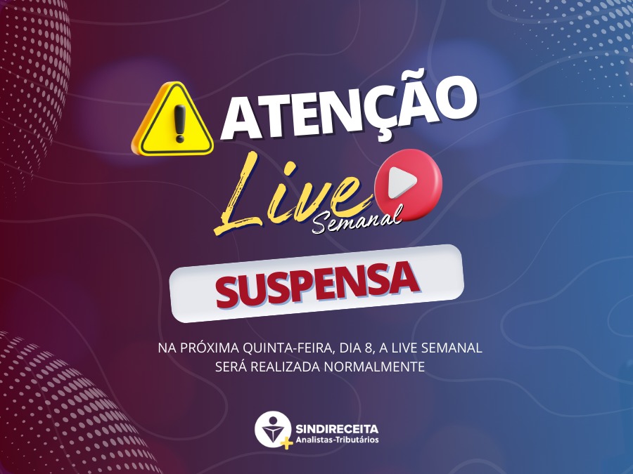 ATENÇÃO: não teremos Live Semanal amanhã