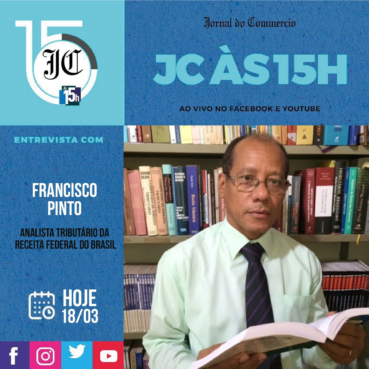 Analista-Tributário da Receita Federal Francisco Pinto concede entrevista sobre DIRPF 2021 ao Jornal do Comércio nesta quinta-feira (18); acompanhe ao vivo