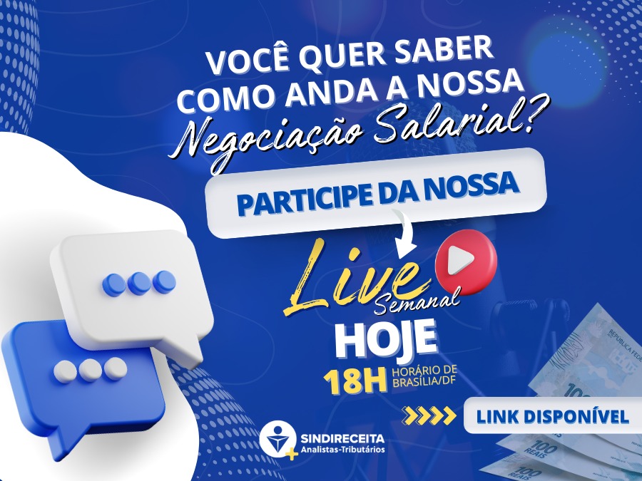 Não perca a Live Semanal do Sindireceita hoje, às 18h